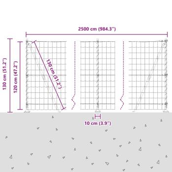 Euro-Zaun mit Betonsockel 25 x 1,2 m PVC-beschichteter Stahl