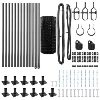 Euro Zaun mit 13 Flanschpfosten 0.4x25 m verzinkter Stahl