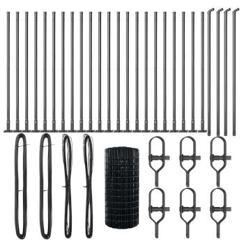 Euro Zaun mit 13 Flanschpfosten 0,4x50 m verzinkter Stahl