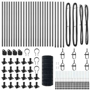 Euro Zaun mit 13 Flanschpfosten 0,4x50 m verzinkter Stahl