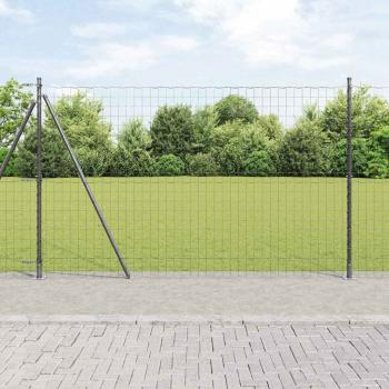 ARDEBO.de - Euro Zaun mit 7 Flanschpfosten 1,5x10 m galvanisierter Stahl