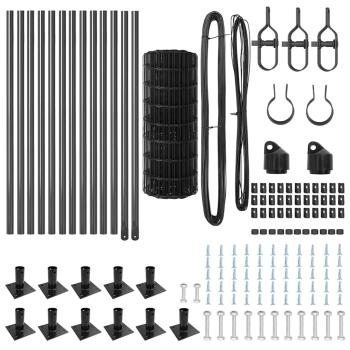 Euro Zaun mit 13 Flanschpfosten 0,4x25 m feuerverzinkter Stahl