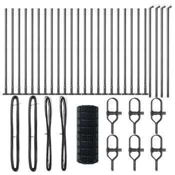 Euro Zaun mit 13 Flanschpfosten 0.6x50 m verzinkter Stahl