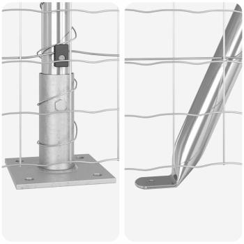Euro Zaun mit 7 Flanschpfosten 0,4x10 m galvanisierter Stahl