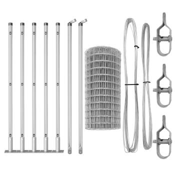 Euro Zaun mit 7 Flanschpfosten 0,6x10 m Galvanisierter Stahl