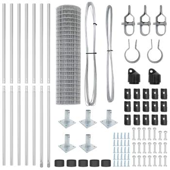 Euro Zaun mit 7 Flanschpfosten 1x10 m Verzinkter Stahl
