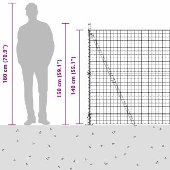 Euro-Zaun mit 7 Flanschen 1,4x10 m Verzinkter Stahl