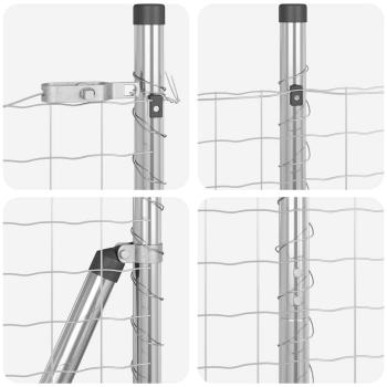 Euro-Zaun mit 7 Flanschen 1,4x10 m Verzinkter Stahl