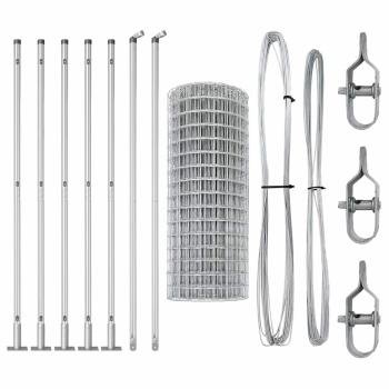 Euro-Zaun mit 7 Flanschen 1,4x10 m Verzinkter Stahl