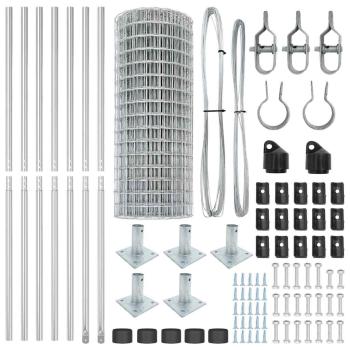 Euro-Zaun mit 7 Flanschen 1,4x10 m Verzinkter Stahl