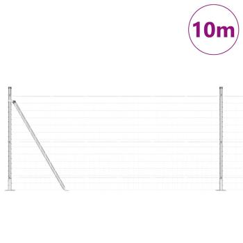 Euro Zaun mit 7 Flanschpfosten 0.8x10 m Verzinkter Stahl