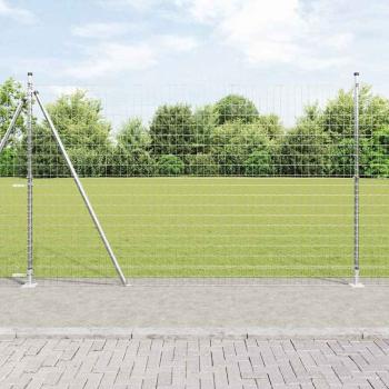 ARDEBO.de - Euro Zaun mit 7 Flanschpfosten 1,4x10 m verzinkter Stahl