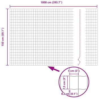 Euro Zaun mit 7 Flanschpfosten 1,5x10 m Verzinkter Stahl