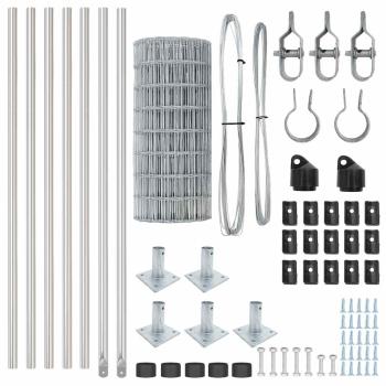 Euro Zaun mit 7 Flanschenpfosten 0.6x10 m Verzinkter Stahl