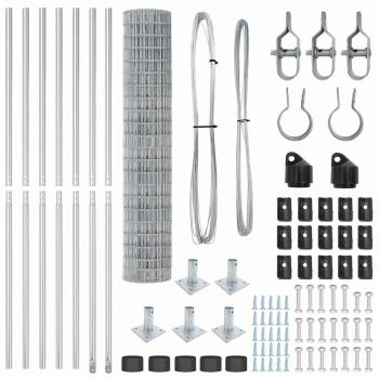 Euro Zaun mit 7 Flanschposts 1,4x10 m Feuerverzinkter Stahl