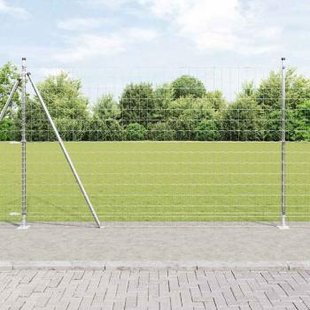 ARDEBO.de - Euro Zaun mit 7 Flanschpfosten 1,4x10 m galvanisierter Stahl