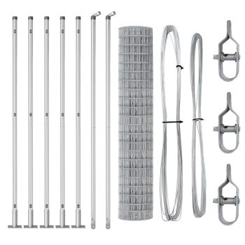 Euro Zaun mit 7 Flanschpfosten 1,6 x 10 m galvanisierter Stahl
