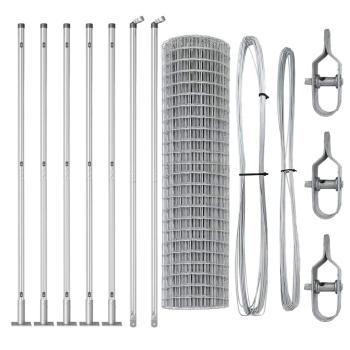 Euro-Zaun mit 7 Flanschpfosten 1,2x10 m feuerverzinkter Stahl