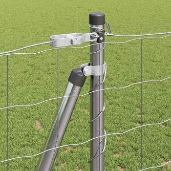 Euro-Zaun mit 7 Flanschpfosten 1,2x10 m feuerverzinkter Stahl