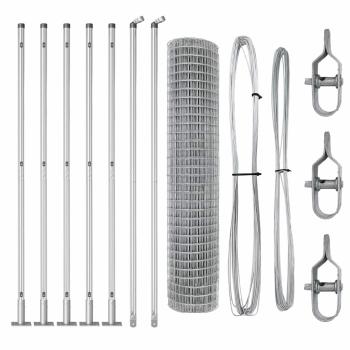 Euro Zaun mit 7 Flanschpfosten 1,4x10 m Feuerverzinkter Stahl