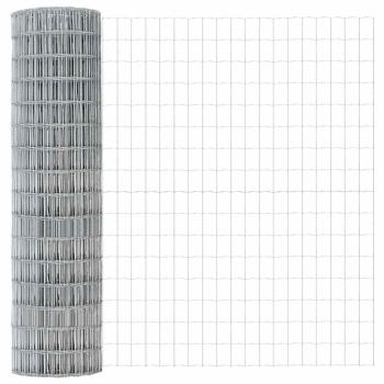 Eurozaun mit 13 Flanschpfählen 1x25 m Galvanisierter Stahl