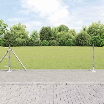 ARDEBO.de - Euro Zaun mit 13 Flanschpfosten 0,6x25 m Galvanisierter Stahl