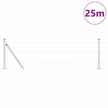 Euro Zaun mit 13 Flanschpfosten 0,6x25 m Galvanisierter Stahl