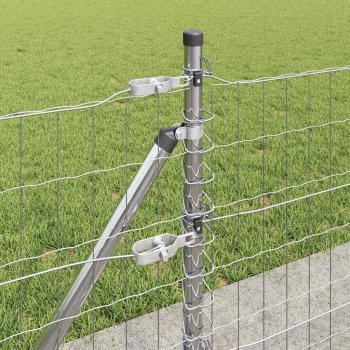 Euro Zaun mit 13 Flanschpfosten 0,6x25 m Galvanisierter Stahl