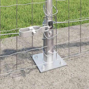 Euro Zaun mit 13 Flanschpfosten 0,6x25 m Galvanisierter Stahl