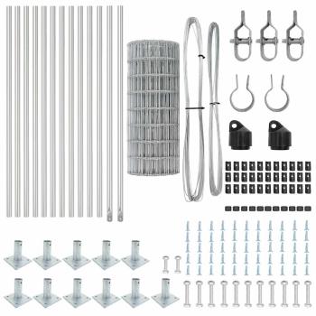 Euro Zaun mit 13 Flanschpfosten 0,6x25 m Galvanisierter Stahl