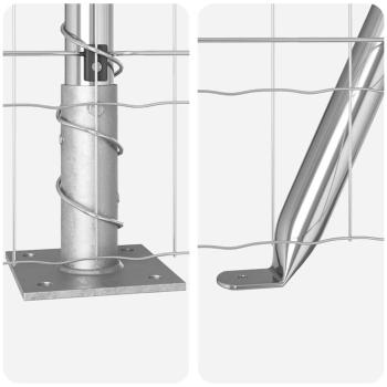 Euro Zaun mit 13 Flanschpfosten 0,6x25 m Galvanisierter Stahl