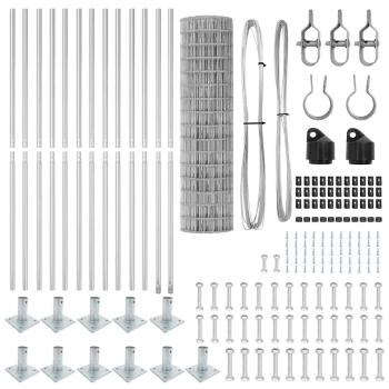 Eurozaun mit 13 Flanschen und Pfosten 0,8 x 25 m Galvanisierter Stahl