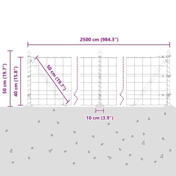 Euro-Zaun mit 13 Flanschpfosten 0.4x25 m verzinkter Stahl
