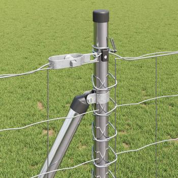 Euro Zaun mit 13 Flanschpfosten 1x25 m Galvanisierter Stahl