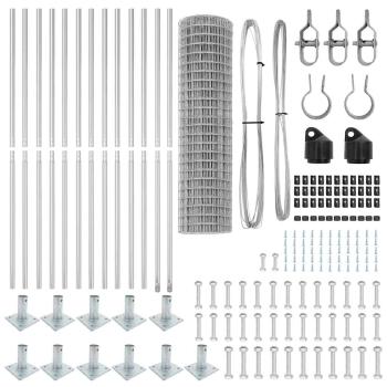 Euro Zaun mit 13 Flanschpfosten 1x25 m Galvanisierter Stahl