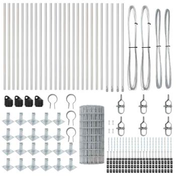 Euro Zaun mit 13 Flanschpfosten 0.6x50 m Verzinkter Stahl