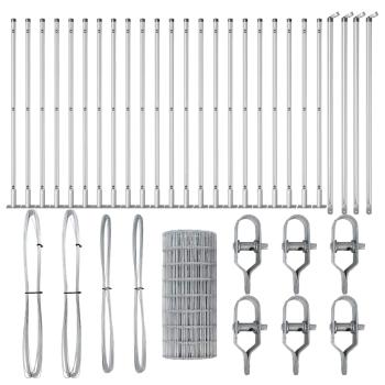 Euro-Zaun mit 13 Flanschpfosten 0,6x50 m feuerverzinkter Stahl