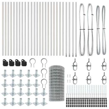 Euro Zaun mit 13 Flanschpfosten 0,6x50 m feuerverzinkter Stahl