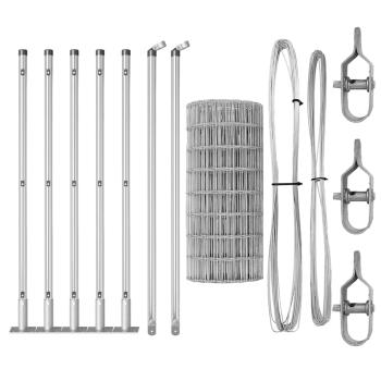 Euro Zaun mit 7 Flanschen Pfosten 0.4x10 m Galvanisierter Stahl