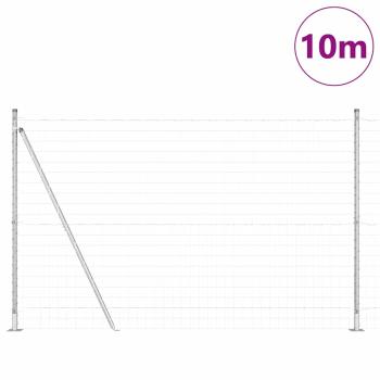 Euro Zaun mit 7 Flanschpfosten 1,4x10 m Galvanisierter Stahl