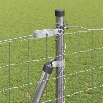 Euro Zaun mit 7 Flanschpfosten, 1,6x10 m, Verzinkter Stahl