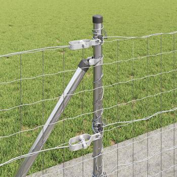 Euro-Zaun mit Betonsockel 25 x 0,6 m Verzinkter Stahl Silber