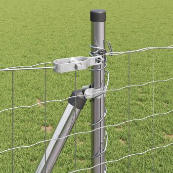 Euro Zaun mit 13 Flanschpfosten 1x25 m Verzinkter Stahl