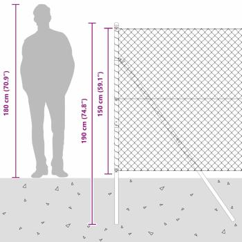 Kettenzaun Bodenbefestigung 10 x 1,5 m PVC-beschichteter Stahl