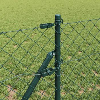 Kettenzaun mit 7 Pfosten 0,4x10 m Verzinkter Stahl Grün