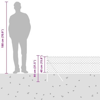 Kettenzaun mit 7 Pfosten 0,4x10 m Verzinkter Stahl Grün