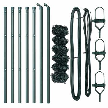Kettengliedzaun mit 7 Pfosten 0,8x10 m Verzinkter Stahl Grün