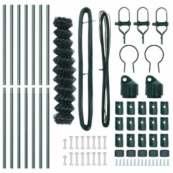 Maschendrahtzaun mit 7 Pfosten 1,2x10 m Galvanisierter Stahl Grün