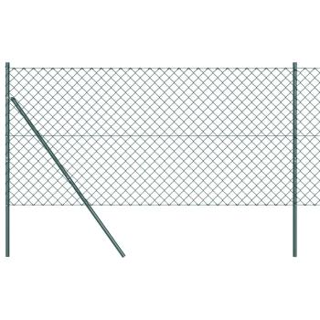 Stahlzaun mit 7 Pfosten 1.4x10 m Verzinkter Stahl Grün