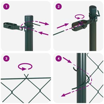 Kettengliedzaun mit 13 Stützen 0.6x25 m galvanisierter Stahl grün